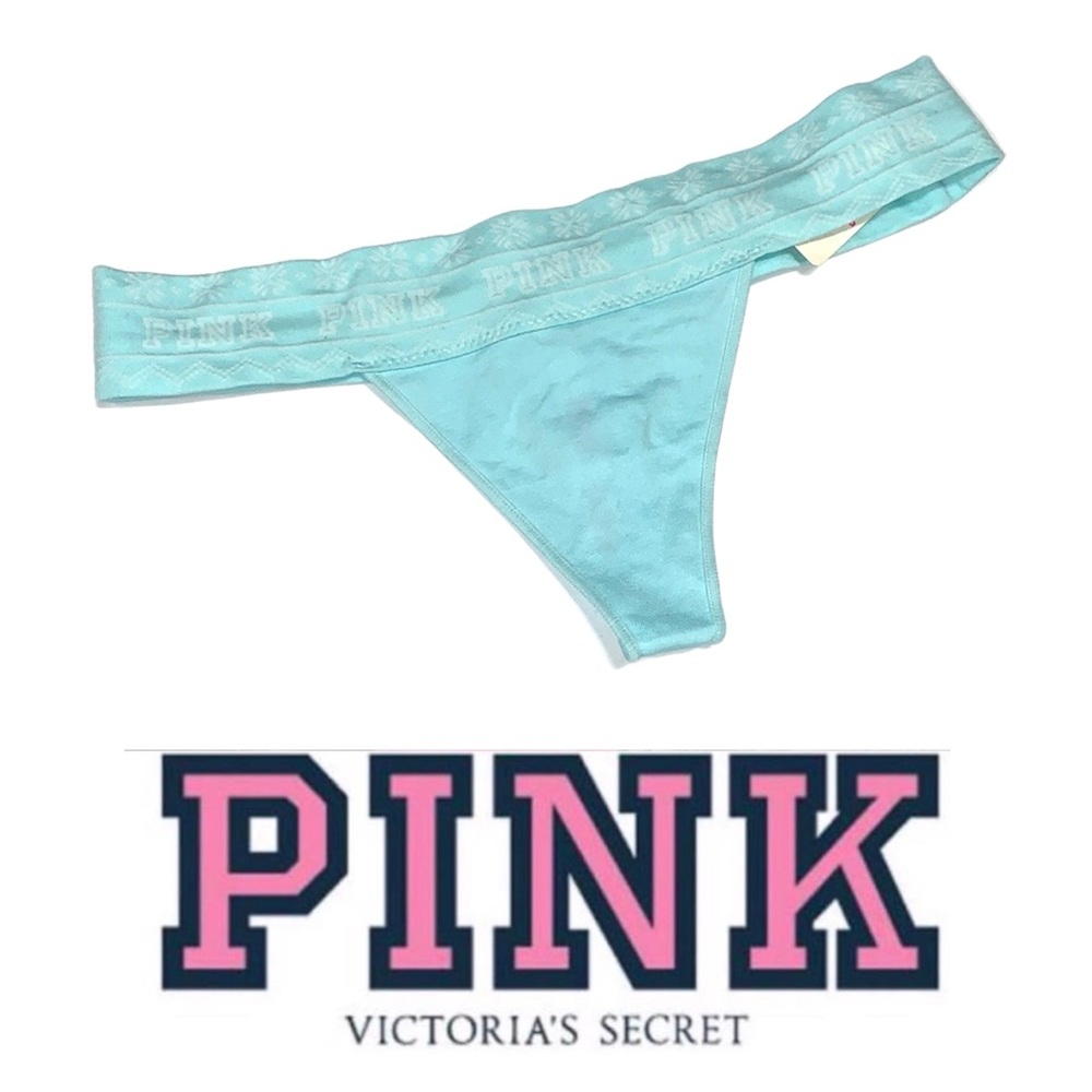 Victoria's Secret PINK Aqua Thong Panties Underwear P070